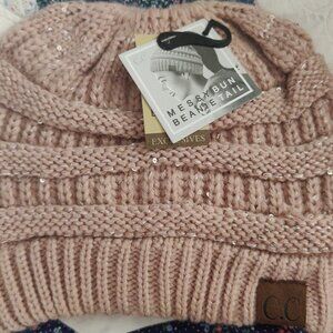 NWT C.C. Messy Bun Beanie